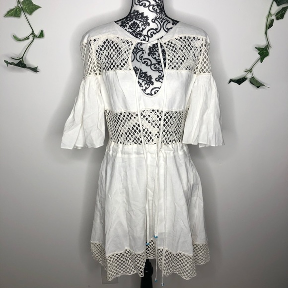 A Mere Co Gustavia Cut Out Crochet Mini Dress - Picture 2 of 9